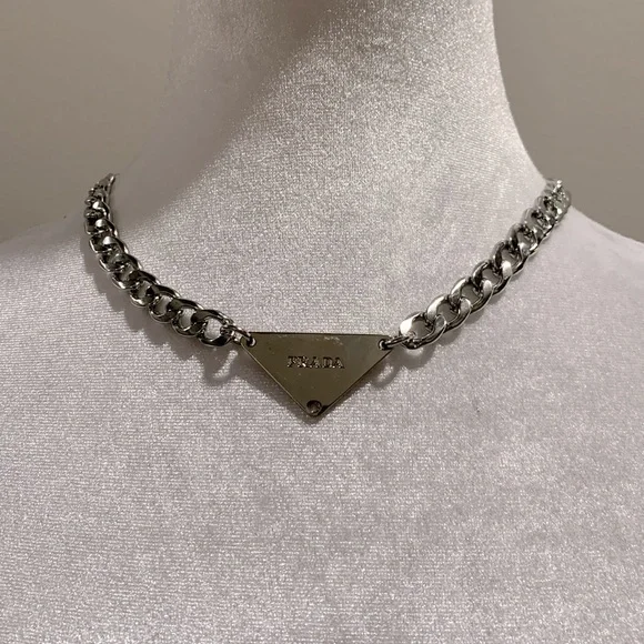 Authentic Prada Silver Chain with Logo Emblem - Picture 5 of 6